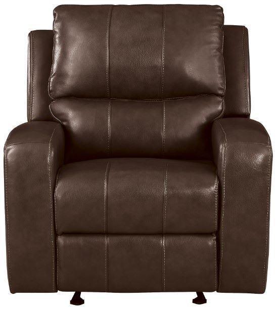 New Classic® Home Furnishings Linton Brown Leather Glider Recliner Chair with Power Footrest-1