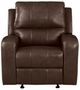 New Classic® Home Furnishings Linton Brown Leather Glider Recliner Chair with Power Footrest-1