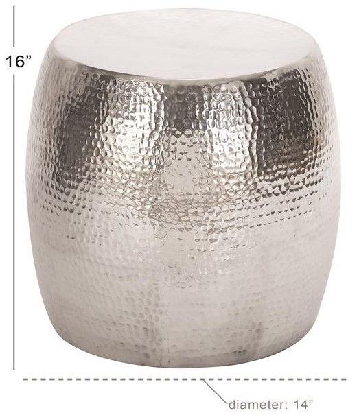 Deco Marche Silver Drum Shaped Accent Table-3