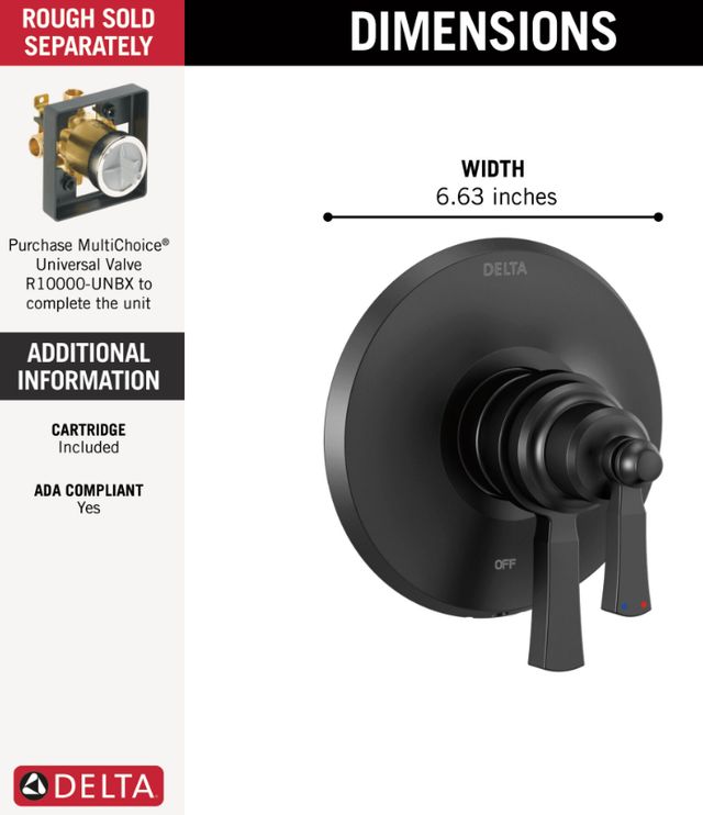 Delta Dorval® Monitor 17 Series Matte Black Valve Trim Only-1