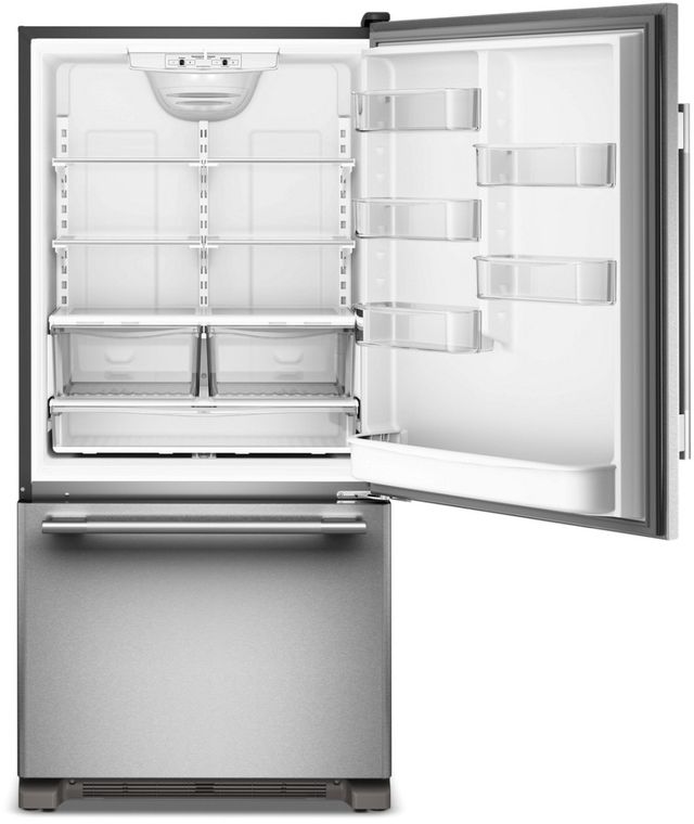 KitchenAid® 33" 22 Cu. Ft PrintShield® Stainless Steel Bottom Freezer Refrigerator with Right Door Swing-1