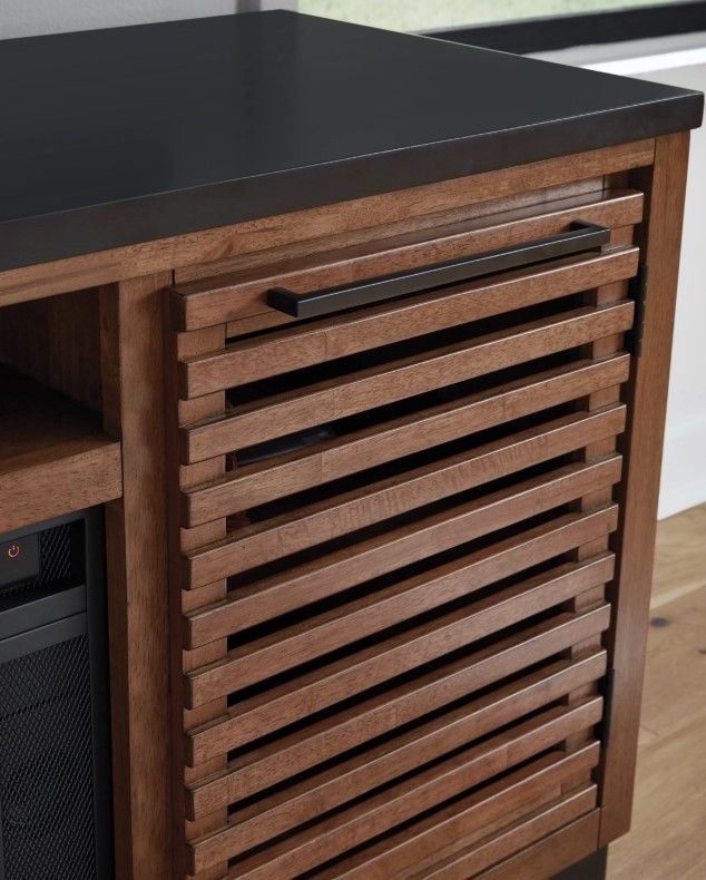 Signature Design by Ashley® Kallari Black/Warm Brown 84" TV Stand with Electric Fireplace-2