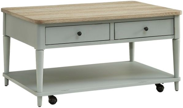 Null Furniture Expressions Acorn Rectangular Cocktail Table with Cottage Blue Base-0