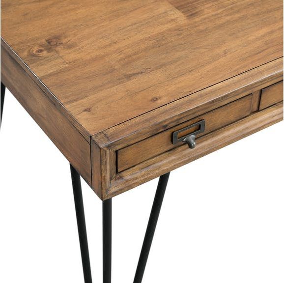 Elements International Boone Light Walnut Coffee Table with Bronze Base-3