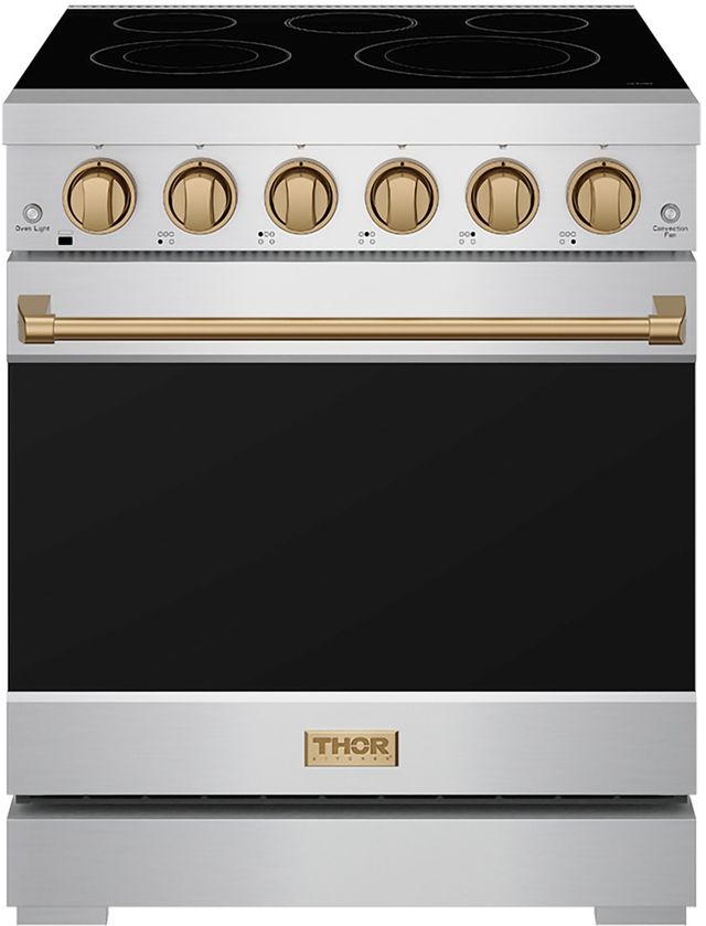 Thor Kitchen Gordon Ramsay Series 30" Stainless Steel Pro Style Electric Range with Precision Knob Control & Bronze Hardware-0