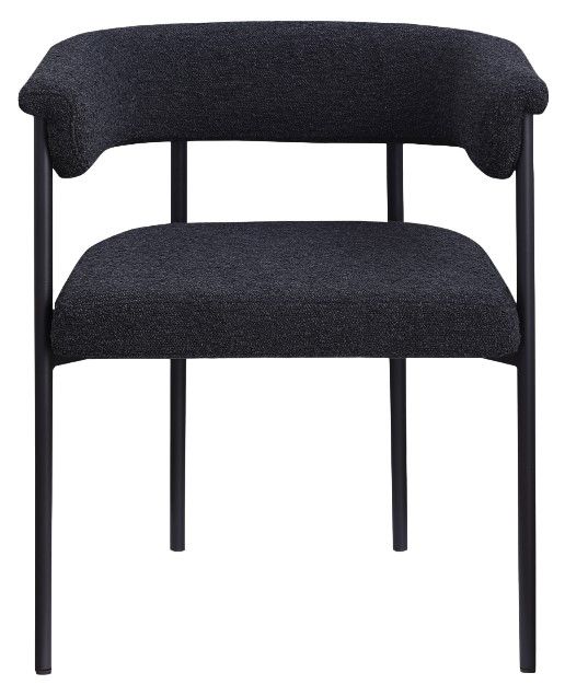 Meridian Furniture Malin Black Boucle Upholstered Dining Arm Chair-1