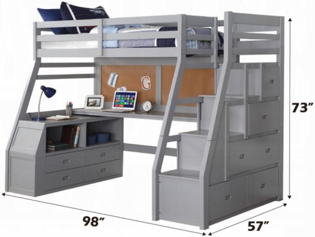ACME Furniture Jason II Gray Twin Youth Loft Bed with Storage-2