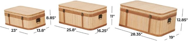 Deco Marche 3-Piece Light Brown Decorative Trunk Set-3
