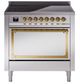 Ilve® Nostalgie II Noblesse 36'' Stainless Steel Pro Style Induction Range with Brass Trim-0