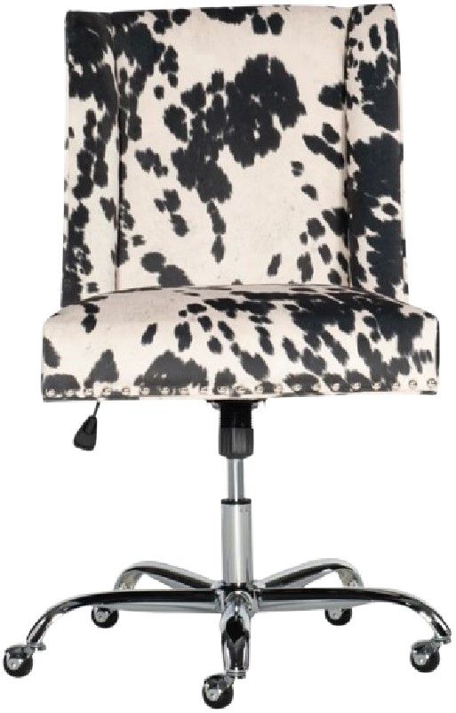 Linon Draper Black Cow Print Office Chair-3