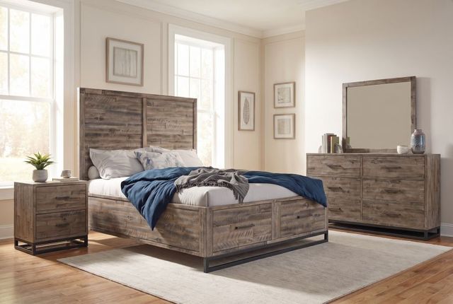Jofran Inc. East Hampton 4-Piece Distressed Gray Queen Panel Storage Bedroom Set-1