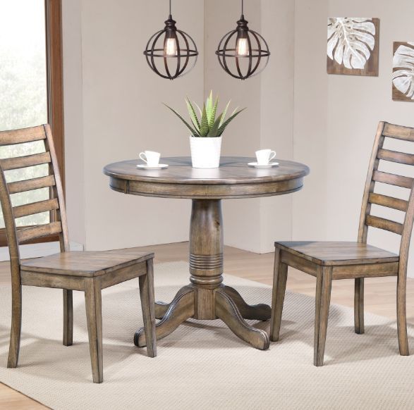 Winners Only® Carmel Rustic Brown Round Pedestal Dining Table-1