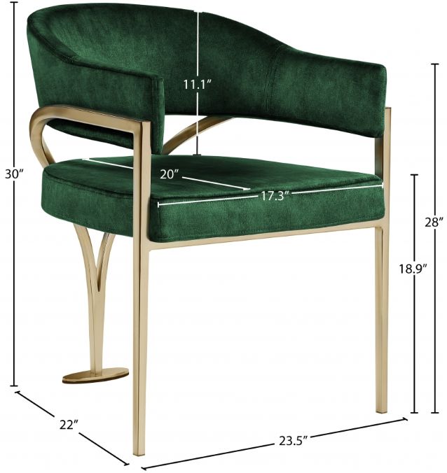 Meridian Furniture Madelyn Green/Brushed Brass Velvet Dining Chair-3
