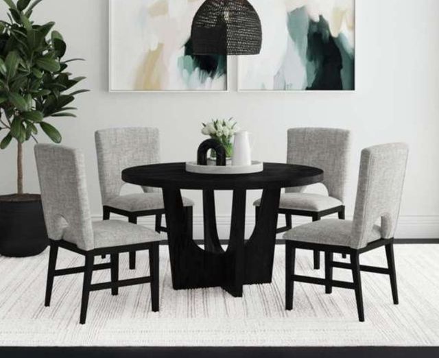 Elements International Oregon Black/Gray Dining Side Chair-1