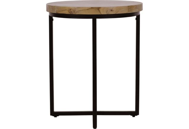 Jofran Inc. Ames Natural Round End Table with Black Base-1