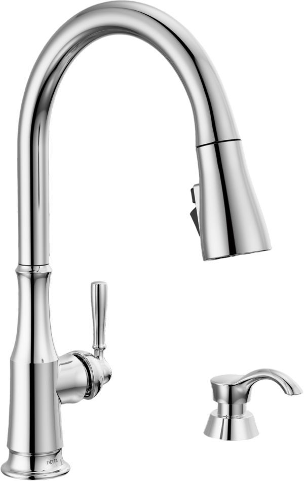 Delta Capertee™ Chrome  Single Handle Pull-Down Kitchen Faucet with Soap Dispenser and Shield Spray Technology-3