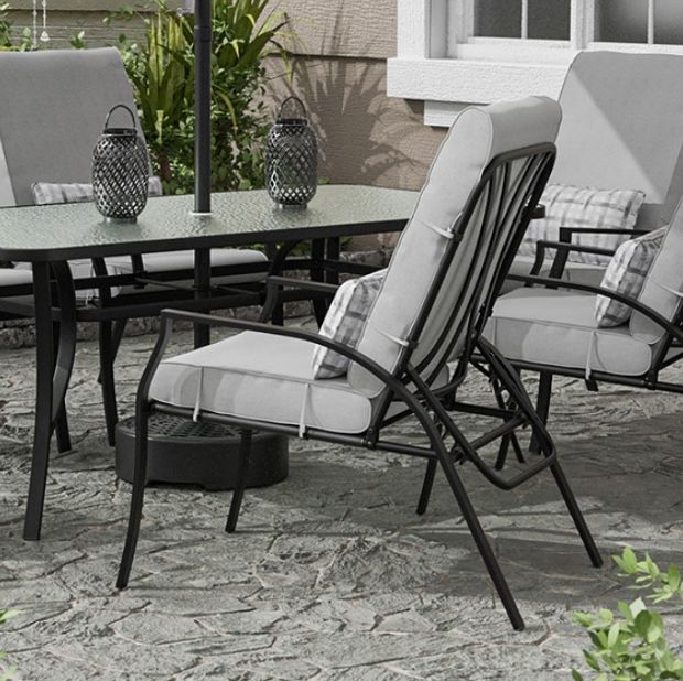 Furniture of America® Palma 6-Piece Black/Gray Fabric/Steel Outdoor Adjustable Chairs-1