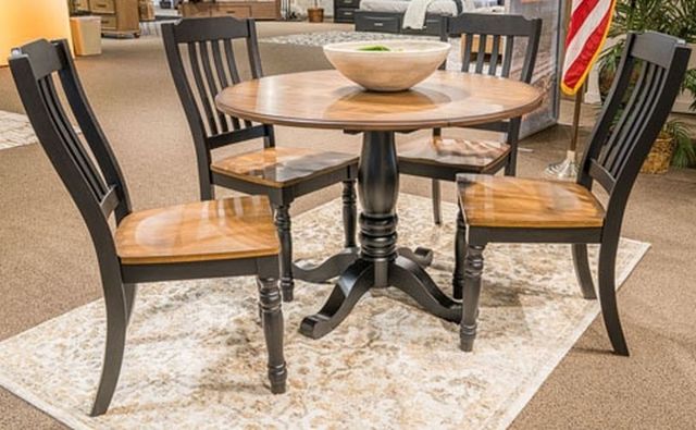 Signature Design by Ashley® Clorazi Brown Top Round Dining Table with Black Base-1