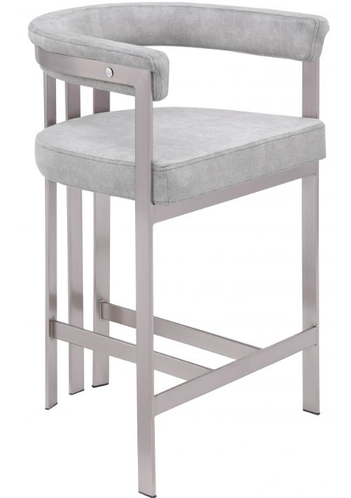 Meridian Furniture Marcello Gray/Brushed Chrome Counter Stool-0