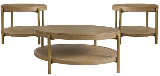 Coaster® Arini 3-Piece Sand Wash Occasional Table with Aged Brass Base Set-0