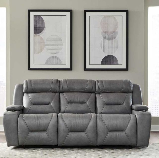 Liberty Furniture Chapman Aline Blue Gray Leather Power Reclining Sofa-2