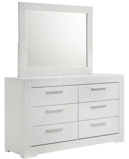 Coaster® Ives White High Gloss Dresser and Mirror-0