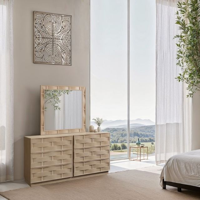 Meridian Furniture Weave Natural Mirror-3
