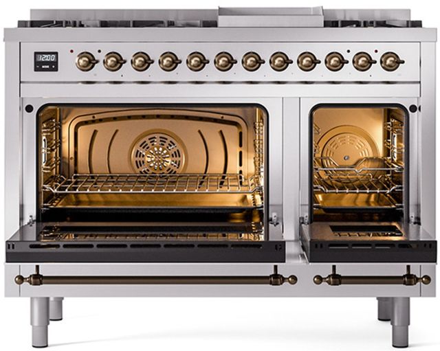 Ilve® Nostalgie II Series 48" Stainless Steel Pro Style Dual Fuel Range-1