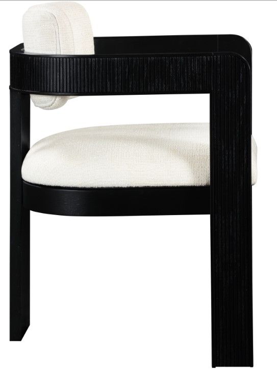 Meridian Furniture Sacha Cream/Black Linen Textured Upholstered Dining Chair-2