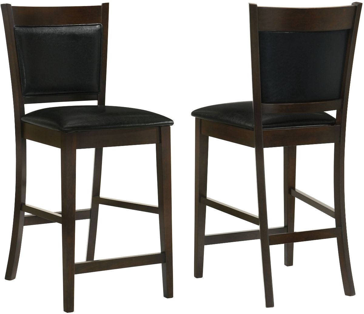 Coaster® Jaden 2-Piece Black/Espresso Upholstered Counter Stools