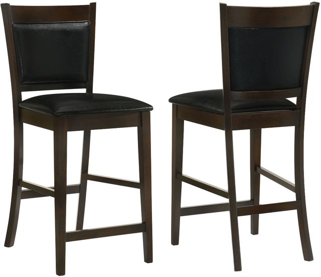 Coaster® Jaden 2-Piece Black/Espresso Upholstered Counter Stools-0