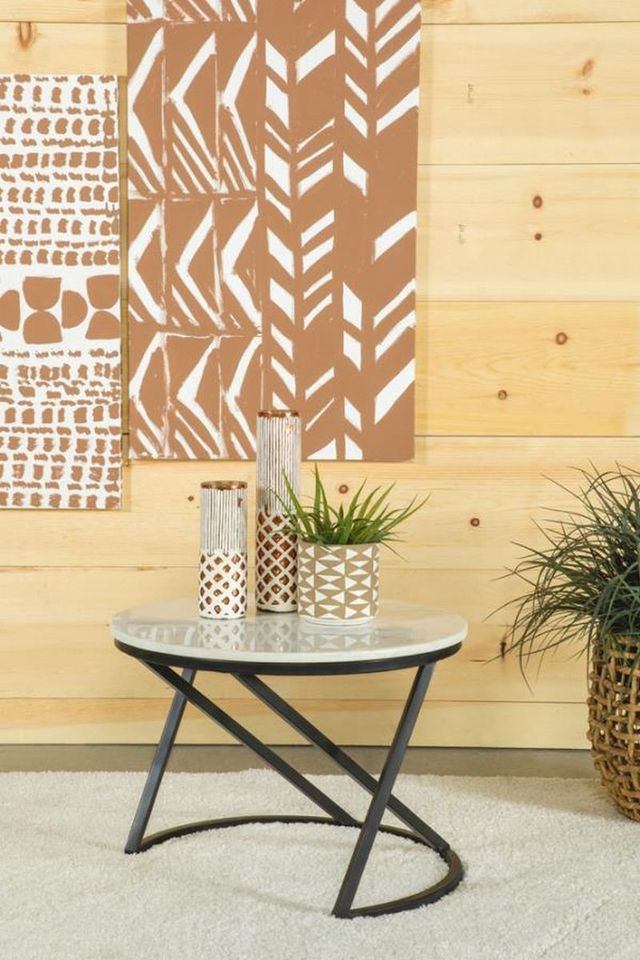 Coaster® Miguel White Accent Tables with Black Metal Frame-1