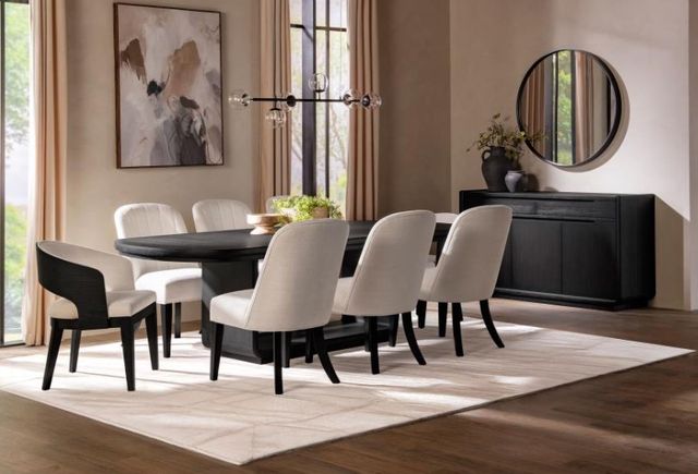 Credit: Coaster Front view of a contemporary dining room with a black and white contemporary dining set