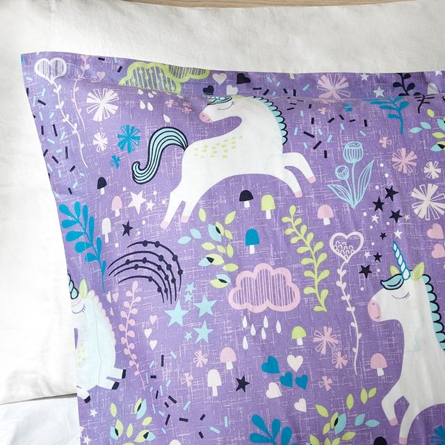 Olliix by Urban Habitat Kids Lola Purple Full/Queen Unicorn Cotton Comforter Set-3