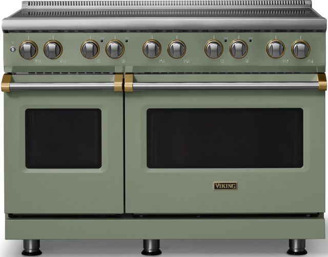 Viking® 5 Series 48" Eucalyptus Pro Style Induction Range with Brushed Brass Trim-0