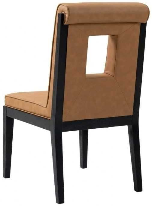 Meridian Furniture Gwendolyn Cognac/Black Vegan Leather Dining Side Chair-3