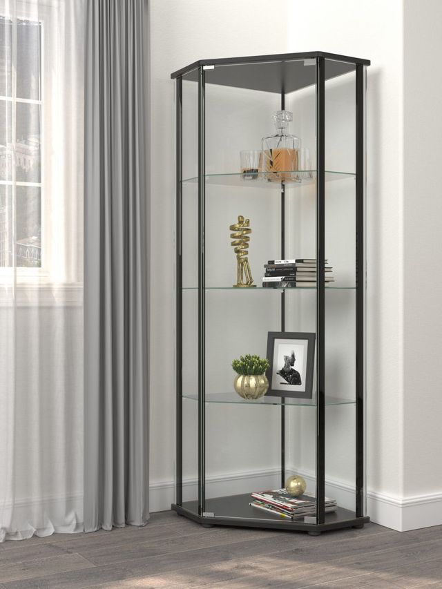 Coaster® Zenobia Clear/Black Curio Cabinet-1