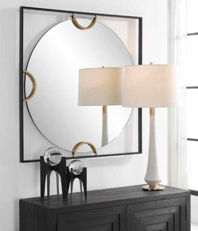 Uttermost® Hinson Black/Gold Square Mirror-2