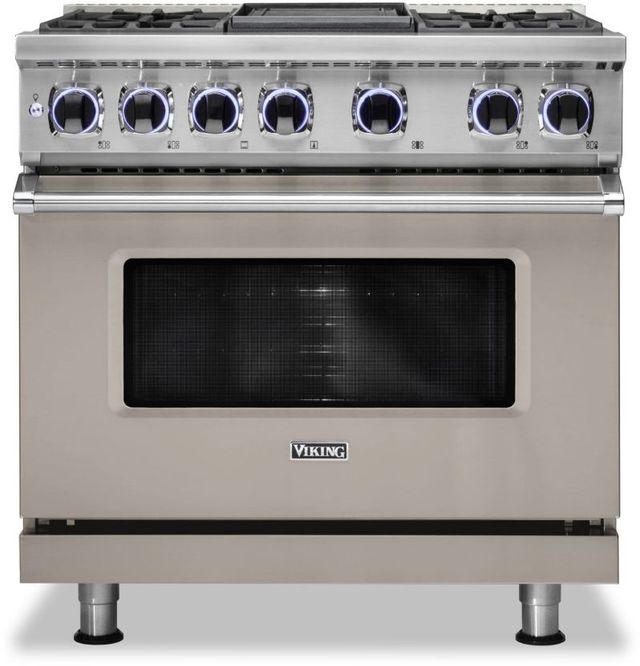 Viking® 7 Series 36" Pacific Grey Pro Style Dual Fuel Liquid Propane Range with 12" Reversible Griddle-0