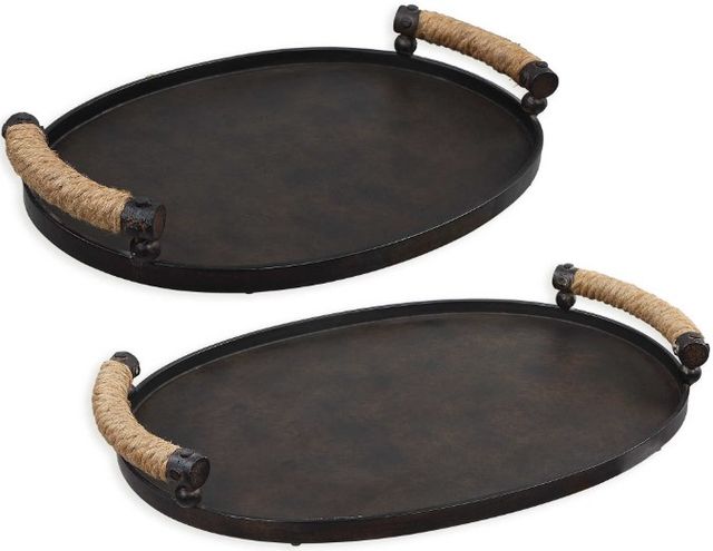 Uttermost® Viewpoint 2-Piece Bronze Tray Set-0