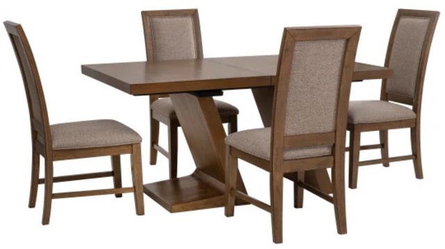 Powell® Cadeau Beige/Walnut 5-Piece White Dining Set-0