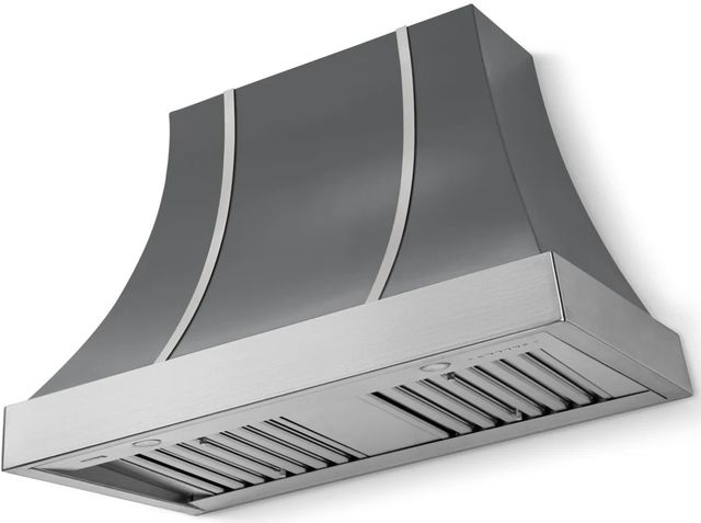 La Cornue CornuFé Cascade 44" Graphite Wall Mounted Range Hood with Satin Chrome Trim-0