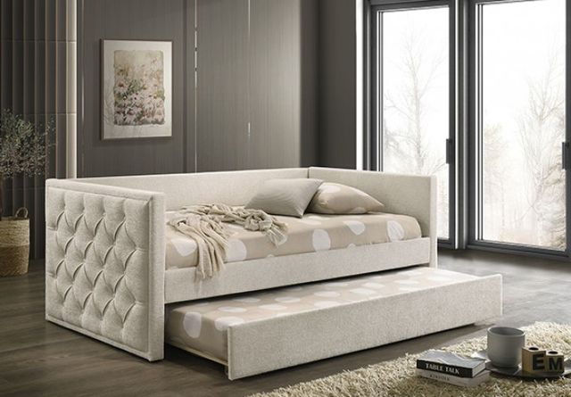 Furniture of America® Renzi Beige Twin Daybed with Trundle-1