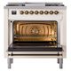 Ilve® Nostalgie II Noblesse 36'' Antique White Pro Style Dual Fuel Range with Burnished Trim-1