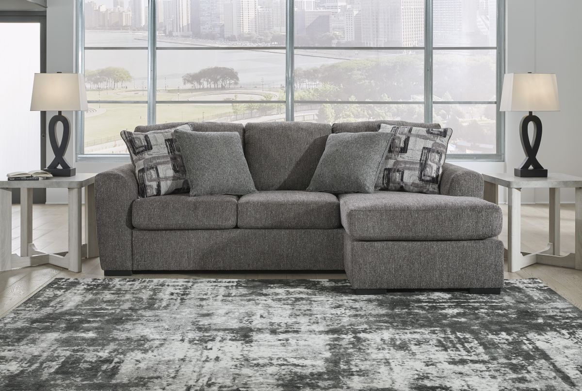 Signature Design by Ashley® Gardiner Pewter Chaise Sofa | Liddiard Home  Furnishings, image size:1200x807