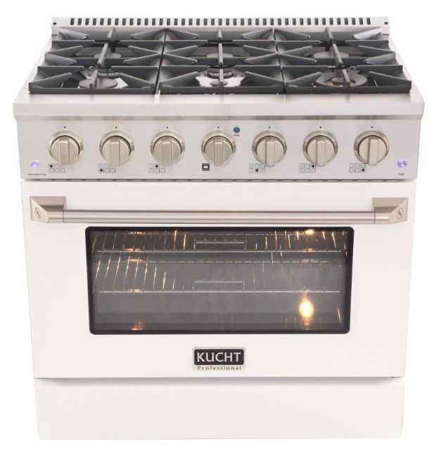 Kucht Professional KNG Series 36" Stainless Steel Pro Style Liquid Propane Gas Range with White Door-0