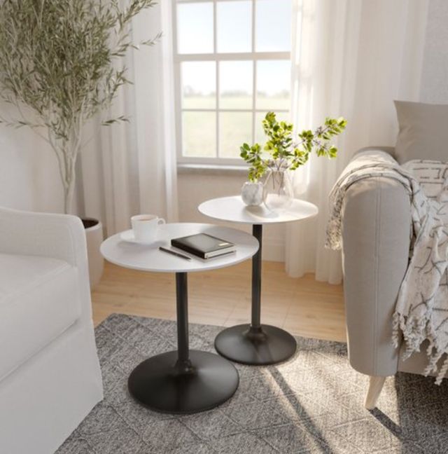 Jofran Inc. Global Archive Camille 2-Piece Marble Top Nesting Table Set with Gunmetal Base-1