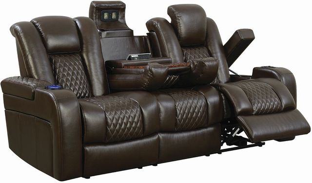 Coaster® Delangelo Brown Power Reclining Sofa-1