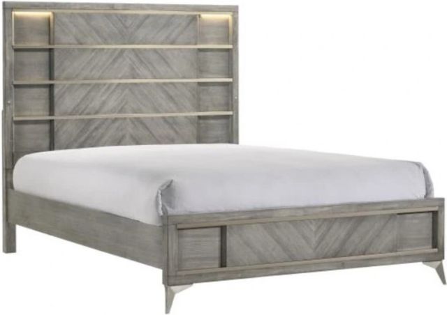 Bernards Aries Gray King Panel Bed-0