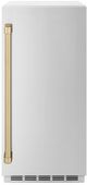 ZLINE Autograph Edition 15" Stainless Steel Touchstone Clear Cube Ice Maker with Champagne Bronze Handle-0